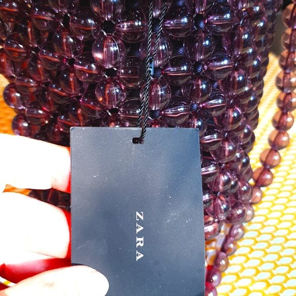 NWT Zara handbag, chunky bead shoulder bag minibag, beautifully light reflective - Picture 8 of 17